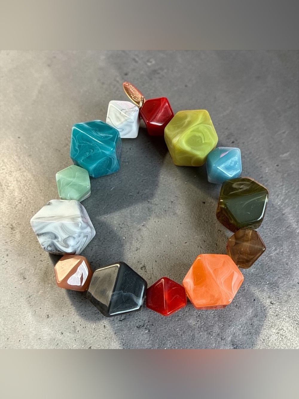 Plunder Multicolor Marbled Geometric Bead Stretch Bracelet